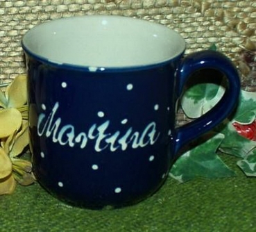 RKT - Namens-Tasse - Ein-Punkt-Blau – Martina