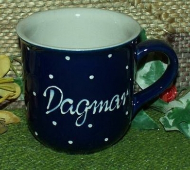 RKT - Namens-Tasse - Ein-Punkt-Blau – Dagmar