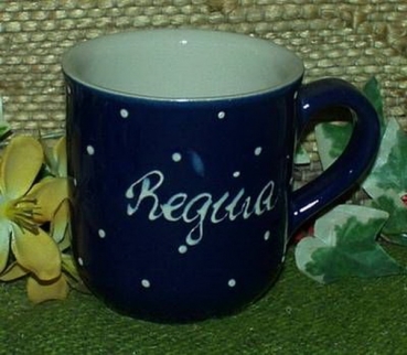 RKT - Namens-Tasse - Ein-Punkt-Blau – Regina