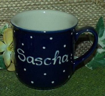 RKT - Namens-Tasse - Ein-Punkt-Blau – Sascha