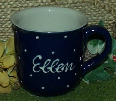 RKT - Namens-Tasse - Ein-Punkt-Blau – Ellen