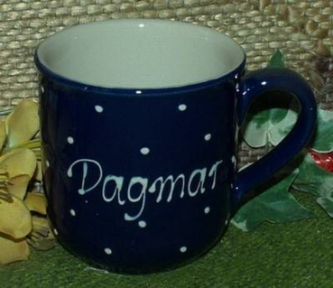 RKT - Namens-Tasse - Ein-Punkt-Blau – Dagmar