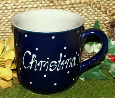 RKT - Namens-Tasse - Ein-Punkt-Blau – Christina