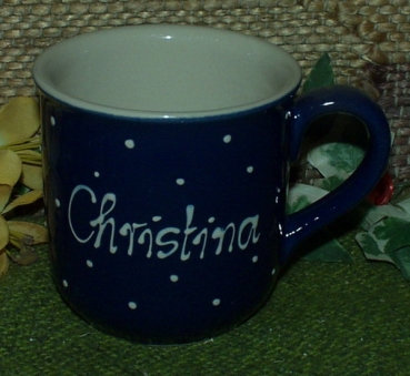 RKT - Namens-Tasse - Ein-Punkt-Blau – Christina