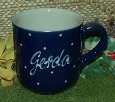 RKT - Namens-Tasse - Ein-Punkt-Blau – Gerda