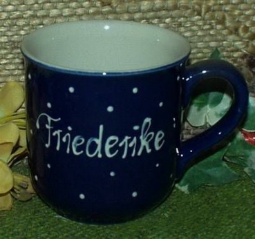 RKT - Namens-Tasse - Ein-Punkt-Blau – Friederike