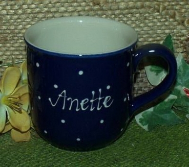 RKT - Namens-Tasse - Ein-Punkt-Blau – Anette