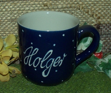 RKT - Namens-Tasse - Ein-Punkt-Blau – Holger