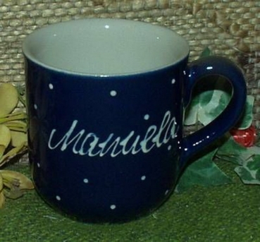 RKT - Namens-Tasse - Ein-Punkt-Blau – Manuela