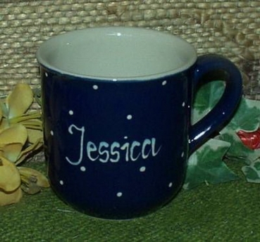 RKT - Namens-Tasse - Ein-Punkt-Blau – Jessica