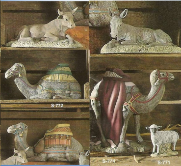 SCIOTO-Krippenfiguren – groß – kompletter Satz mit 15 Figuren bis 23 cm hoch – Schrühware