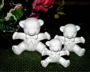 Teddys im 3er-Set – bis 5 cm hoch – Schrühware