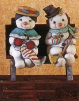 Schneemann-Paar für Regal – je 22 cm hoch - Schrühware