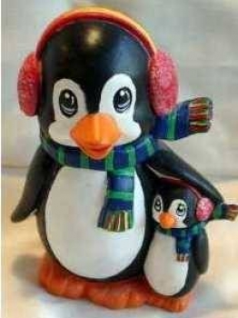 SCIOTO-Gießform - gebraucht - Pinguin mit Kind – 15 cm hoch – noch schöne Form