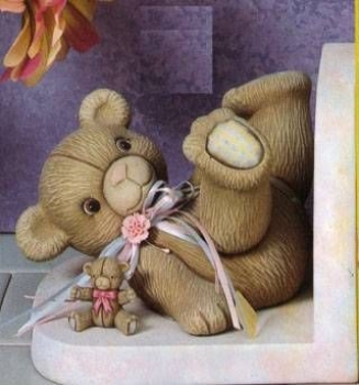 Teddy – liegend – 15 cm – auch für Buchstütze S-1014 – Schrühware