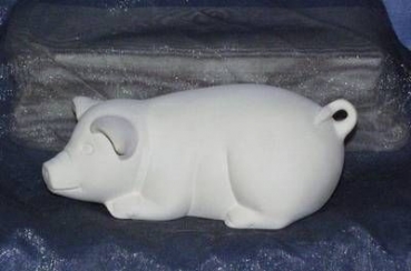 Schwein – liegend – 19 cm lang – Schrühware