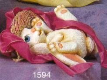 spielender Hase - 10 cm lang - Schrühware