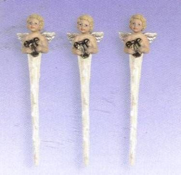 SCIOTO-Gießform - neu – Eiszapfen - Putten mit Harfe im 3er-Set - je 19 cm lang - USA