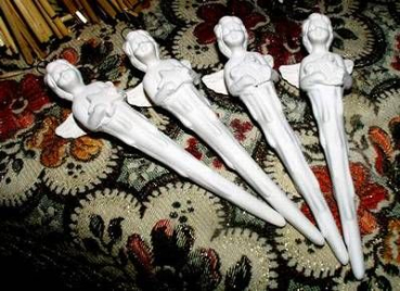 Preview: SCIOTO-Gießform - neu – Eiszapfen – Putten mit Harfe und Stern im 4er-Set - je 11,4 cm lang - USA