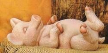 Schwein auf Rücken – 18 cm lang - Schrühware