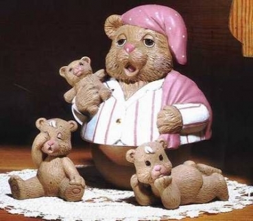 Roly – Poly – Spieluhr -Teddy schlafbereit - 18 cm hoch - Schrühware