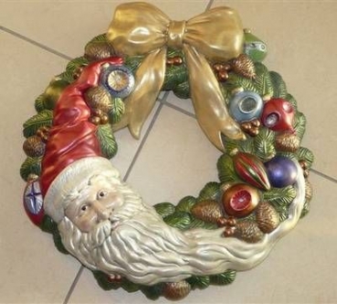 Weihnachtsmann – Wandkranz – Santa-Kranz – 35,5 cm Durchmesser – Schrühware