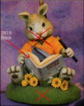 großer Hase mit Buch - 25 cm hoch - Teile lose - Schrühware