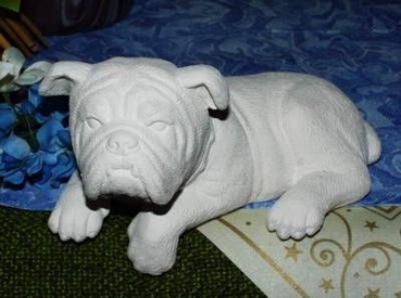 Hund - Bulldogge für Regal – 17 cm lang - Schrühware