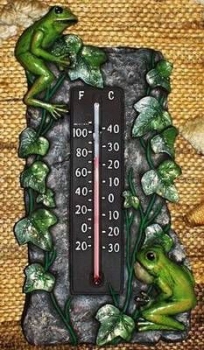 Thermometer mit Fröschen – 30 cm hoch – Schrühware