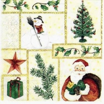 s0753 - Weihnachtsmotive - Serviette 33 x 33 cm - Restbestand - Stückpreis