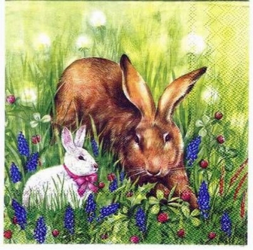 s1356 - Bunny Friends - green - Servietten - Packung - 20 Stück