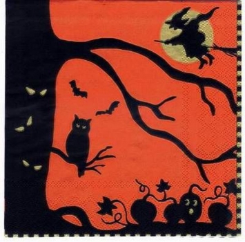 s1603 - Halloween Scene - Servietten - Packung - 20 Stück