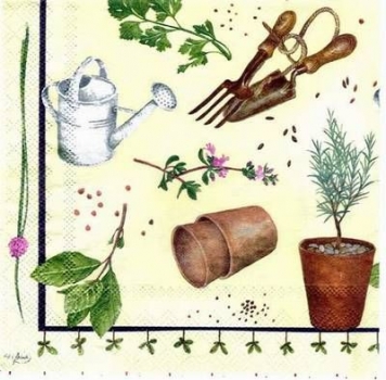 s1701 - Gardening - creme - Servietten - Packung - 20 Stück