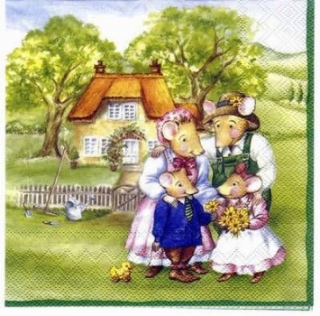 s1763 - The Mousebergs at Home - Servietten - Packung - 20 Stück