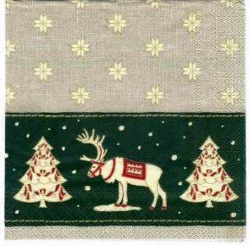 s2079 - Run Rudolph Run - linien green - Servietten - Packung - 20 Stück