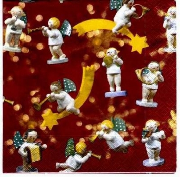 s2097 - Angel orchestra - red - Servietten - Packung - 20 Stück