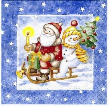 s2340 – Santa und Schneemann – Servietten – Packung – 20 Stück