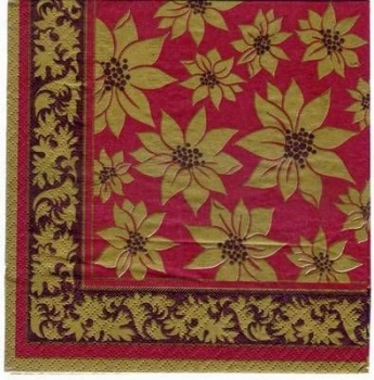 s2469 - Poinsettien - bordeaux - Servietten - Packung - 20 Stück