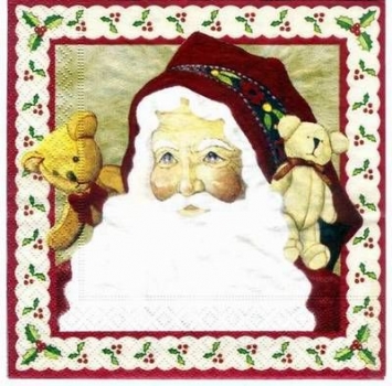 s2524 – Santa mit Teddys – Servietten – Packung – 20 Stück