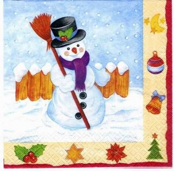 s2564 - Snowman - cream - Servietten - Packung - 20 Stück