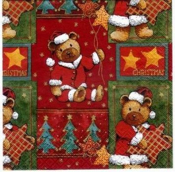 s2568 - Bear - red - Servietten - Packung - 20 Stück
