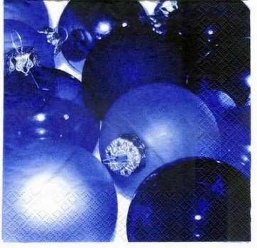 s2676 - Weihnachtskugeln - blau - Servietten - Packung - 20 Stück
