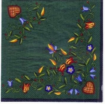 s2695 - Folklore Painting - green - Servietten - Packung - 20 Stück