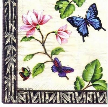 s3285 – Blumen – Schmetterlinge – Servietten – Packung – 20 Stück