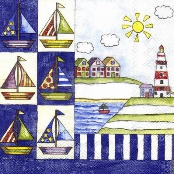 s3352 - Cote Sud - blue - Servietten - Packung - 20 Stück