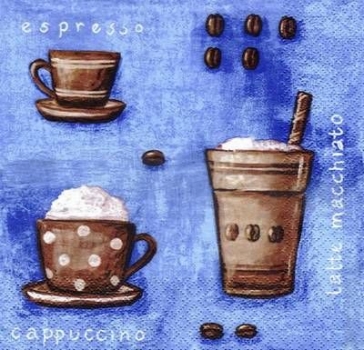 s3703 - Coffe Variations - blue - Napkins - Package - 20 pcs.