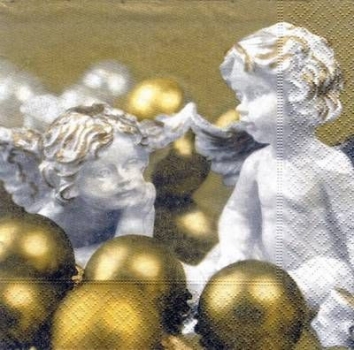 s3729 - White Angels - gold - Servietten - Packung - 20 Stück.