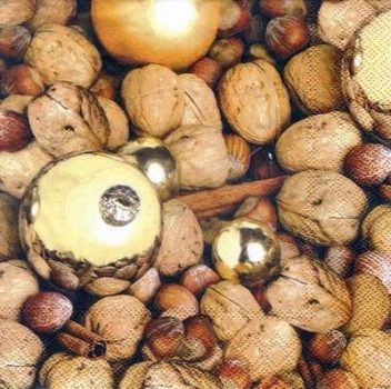 s3751 - Nuts and Cinnamon - gold - Servietten - Packung - 20 Stück