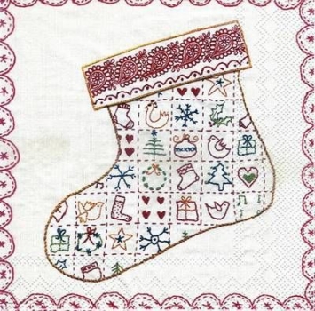 s3758 - Christmas Stocking - white - Servietten - Packung - 20 Stück
