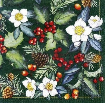 s3782 - Winter Flora - green - Servietten - Packung - 20 Stück